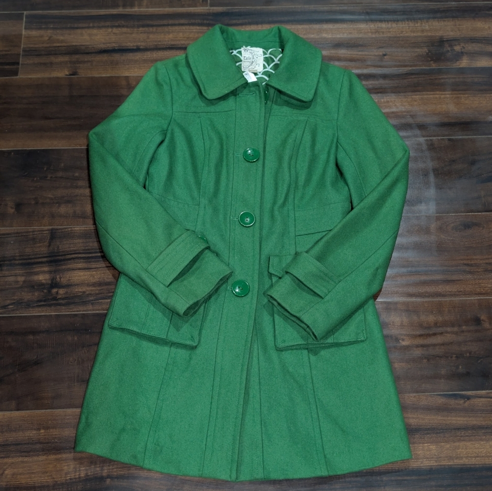 Tulle Emerald Button-Up Pea Coat